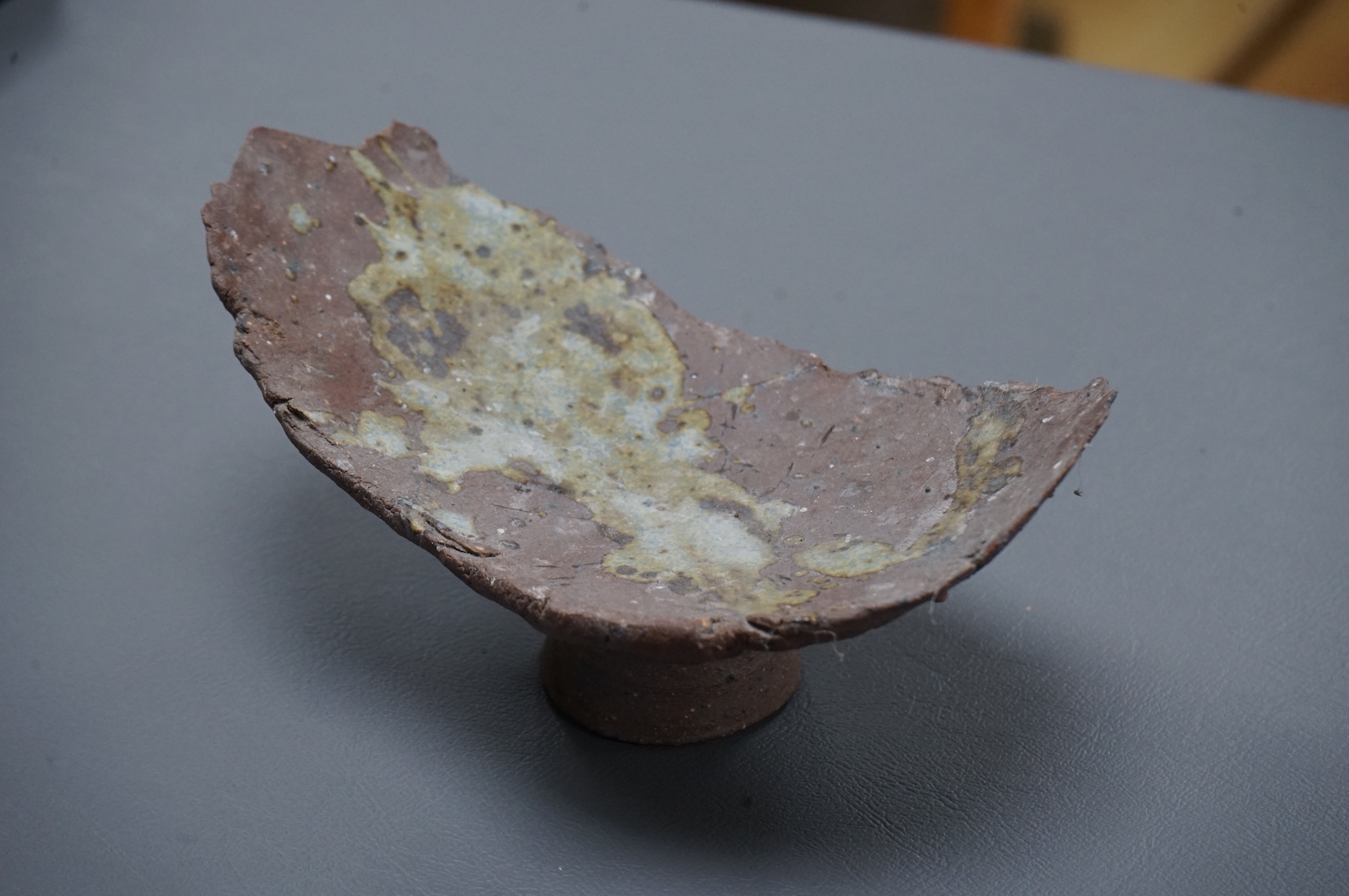 Glyn Hugo (b.1934), a small experimental fragment with glaze stripe, 16cm